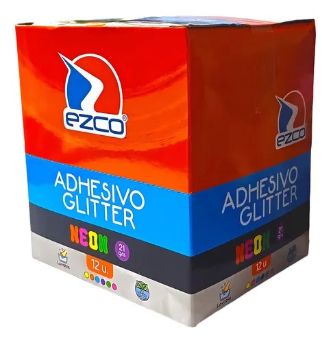 PACK ADHESIVO GLITTER EZCO X21GRS NEON SURT X12U