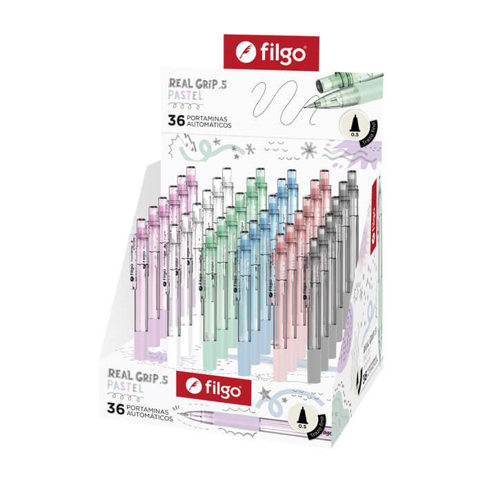 PACK PORTAMINA 0.5 REALGRIP FILGO PASTEL X36 UNI