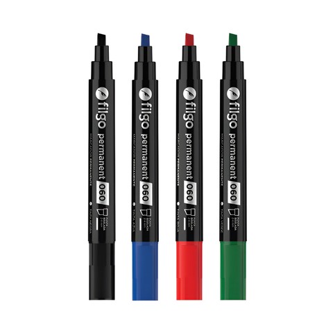 PACK MARCADOR PERMANENTE 060 FILGO PUNTA BISELADA X12 COLORES SURTIDOS