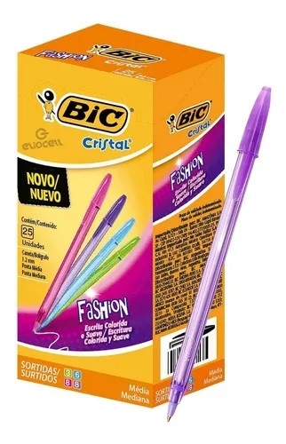 PACK BOLIGRAFO BIC FASHION SURTIDO (ROSA, VIOLETA, CELESTE, VERDE) X25