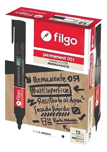 PACK MARCADOR PERMANENTE 051 FILGO PUNTA REDONDA NEGRO X12