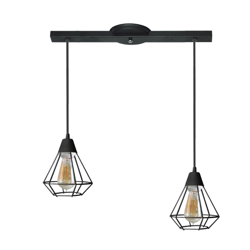 Base con 2 Colgante "Jaula" Blanco o Negro Ideal Vintage LED