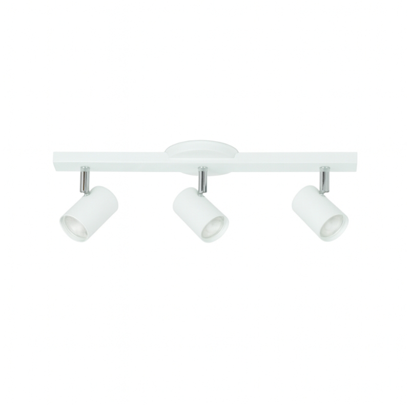 Base Riel 3 Spot Recto Movil Negro Dicroica Led 7w