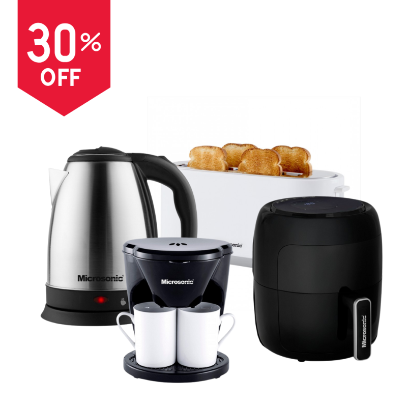 COMBO COCINA LOVERS Pava + Cafetera + Tostadora + Freidora de aire