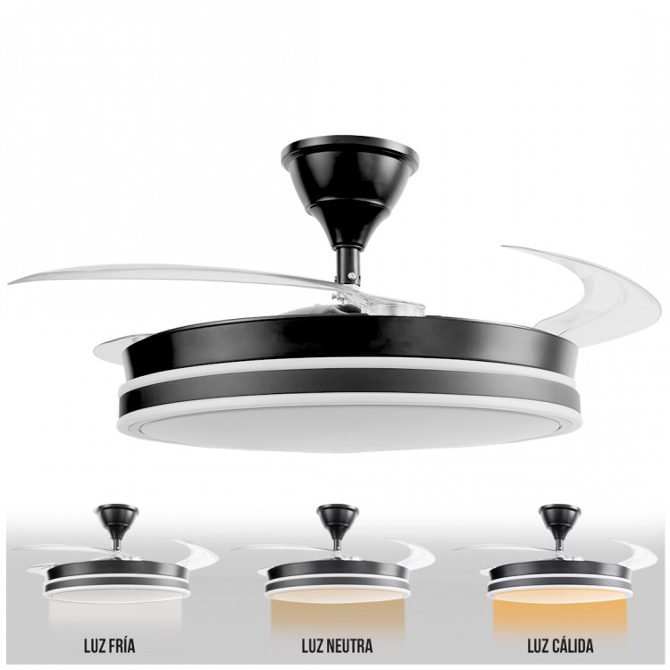 Ventilador de techo Microsonic 4 Aspas Retráctil Negro