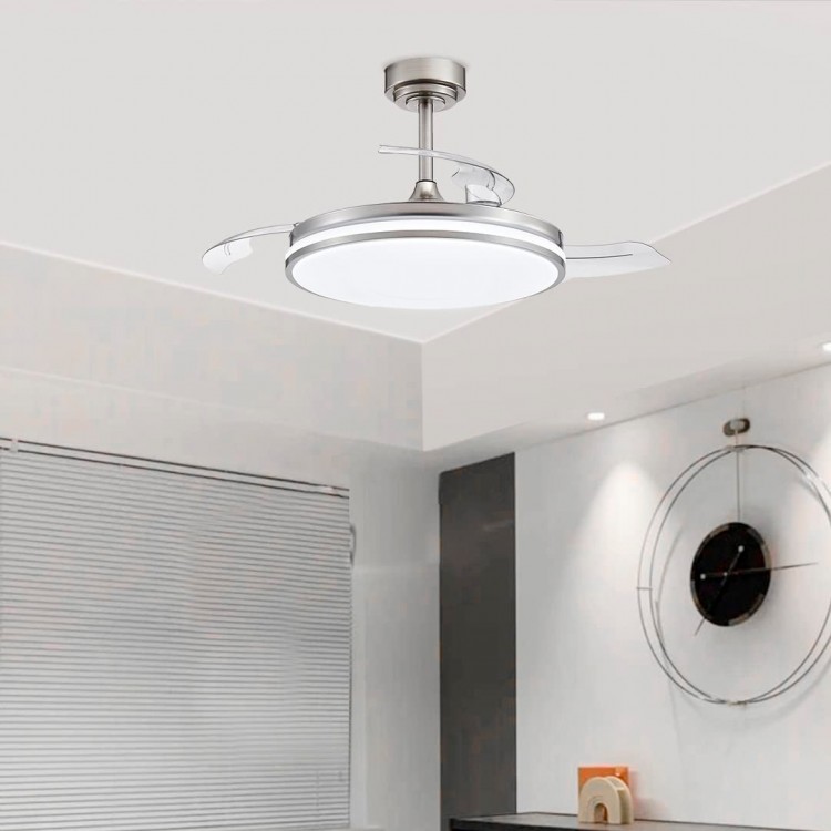 Ventilador de techo Microsonic 4 Aspas Retráctil Plateado